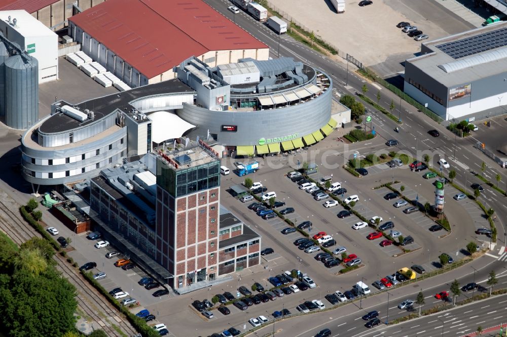 Aerial image Heilbronn - Building of the shopping center AKT-Am Kaiser`s Turm in Heilbronn in the state Baden-Wurttemberg, Germany