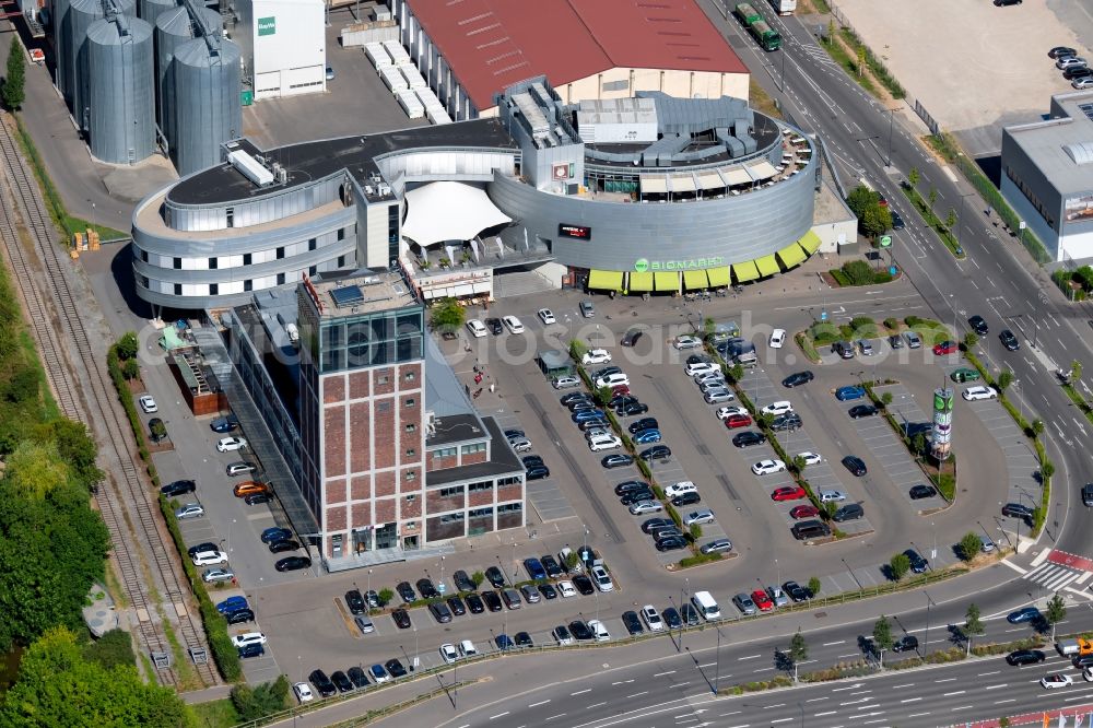 Heilbronn from above - Building of the shopping center AKT-Am Kaiser`s Turm in Heilbronn in the state Baden-Wurttemberg, Germany