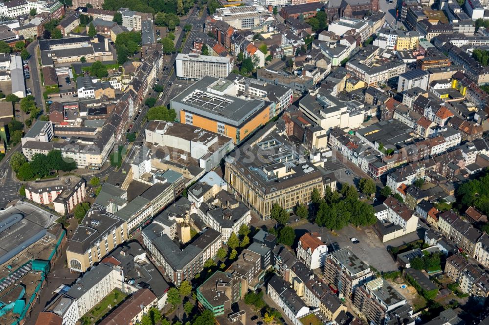 Gelsenkirchen from above - Building of the shopping center on Bahnhofstrasse in Gelsenkirchen in the state North Rhine-Westphalia, Germany