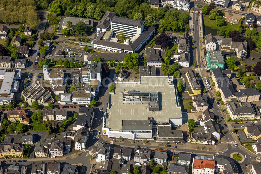 Arnsberg from above - Building of the shopping center Brueckencenter on Europaplatz in Arnsberg in the state North Rhine-Westphalia, Germany