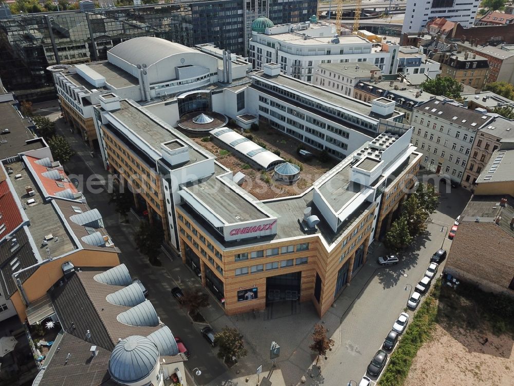 Aerial photograph Halle (Saale) - Building of the shopping center Charlottencenter in Charlottenviertel in Halle (Saale) in the state Saxony-Anhalt, Germany