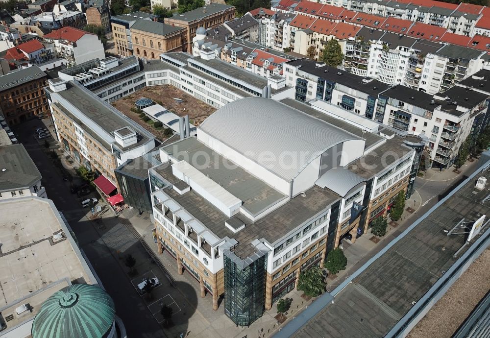 Halle (Saale) from the bird's eye view: Building of the shopping center Charlottencenter in Charlottenviertel in Halle (Saale) in the state Saxony-Anhalt, Germany