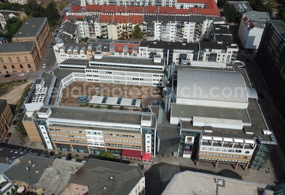 Aerial image Halle (Saale) - Building of the shopping center Charlottencenter in Charlottenviertel in Halle (Saale) in the state Saxony-Anhalt, Germany