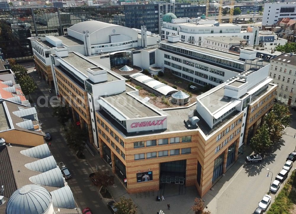 Halle (Saale) from above - Building of the shopping center Charlottencenter in Charlottenviertel in Halle (Saale) in the state Saxony-Anhalt, Germany