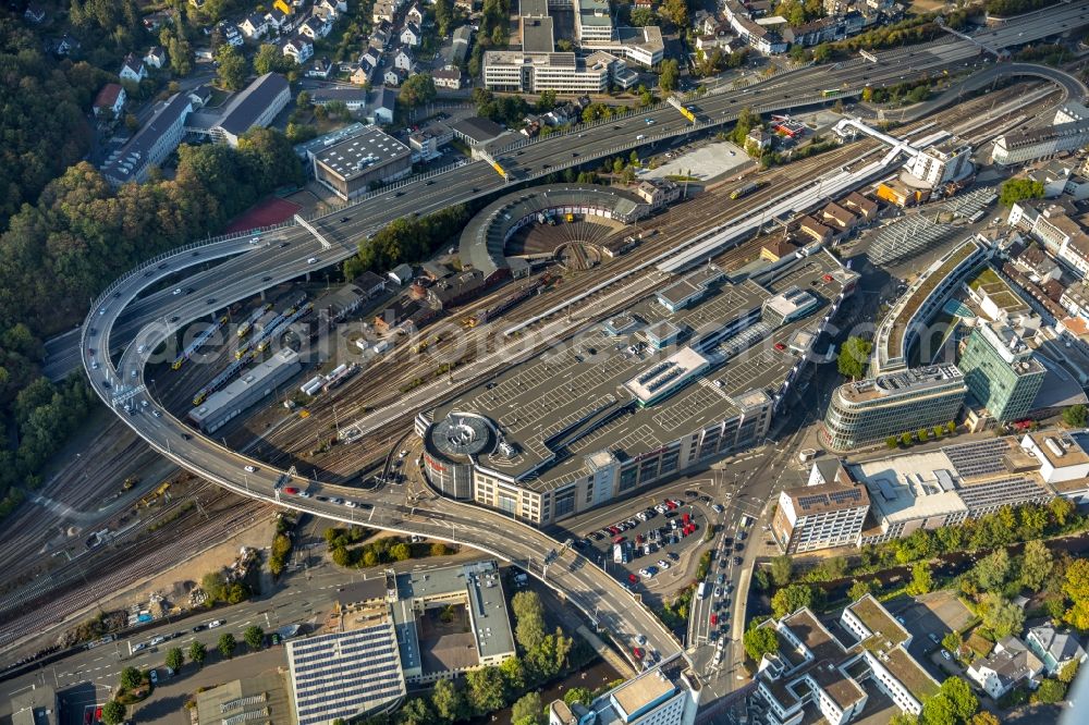 Aerial image Siegen - Building of the shopping center City-Galerie Siegen Am Bahnhof in Siegen in the state North Rhine-Westphalia, Germany