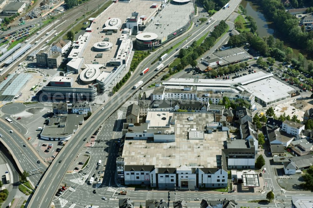 Wetzlar from the bird's eye view: Building of the shopping center COLORADEN on Bahnhofstrasse in Wetzlar in the state Hesse, Germany