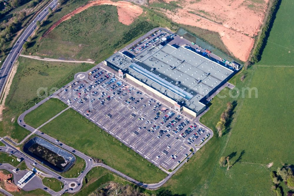 Longeville-les-Saint-Avold from above - Building of the shopping center Cora in Longeville-les-Saint-Avold in Grand Est, France