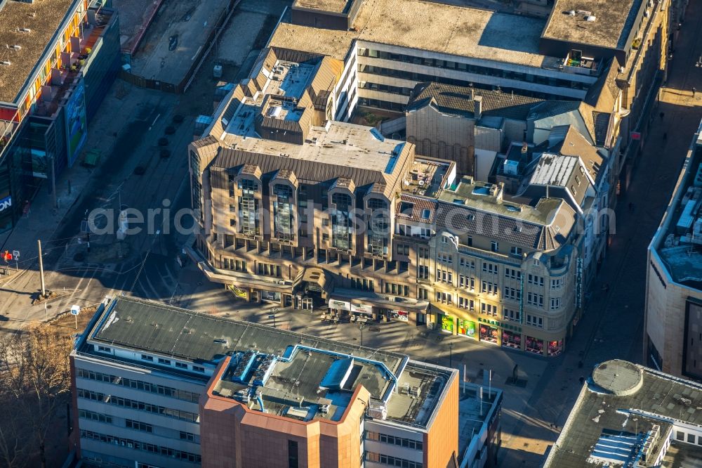 Dortmund from above - Building of the shopping center Corsopassage on corner Hansastrasse - Kampstrasse in the district City-Ost in Dortmund in the state North Rhine-Westphalia, Germany