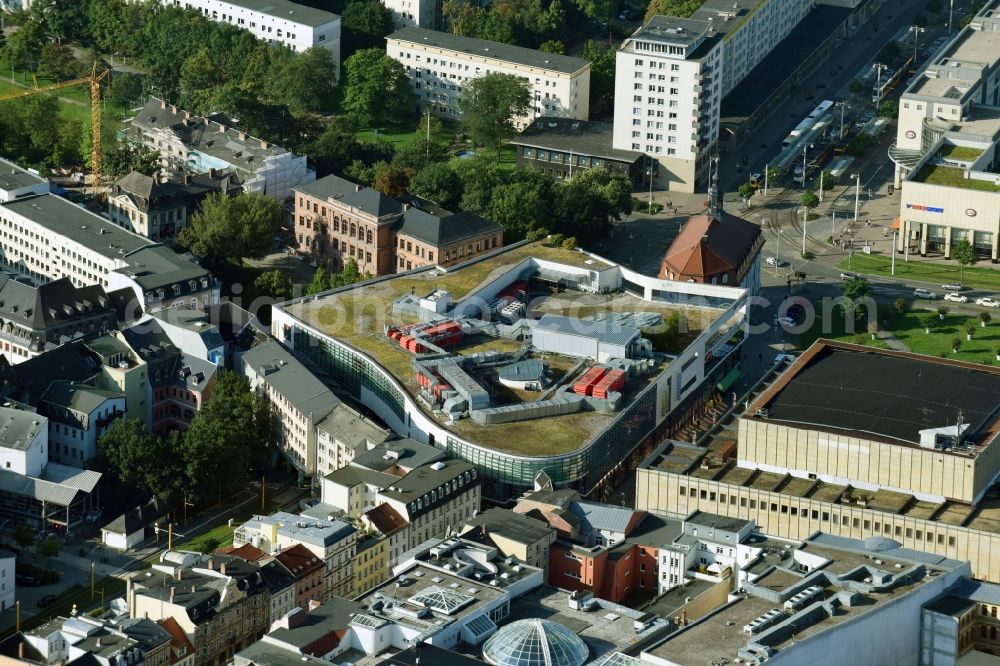 Aerial image Gera - Building of the shopping center Elster Forum on Museumsplatz in Gera in the state Thuringia, Germany