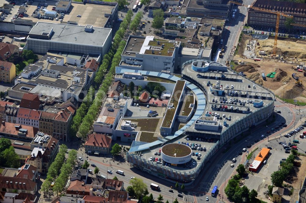 Aerial image Erlangen - Building of the shopping center ERLANGEN ARCADEN in Erlangen in the state Bavaria, Germany