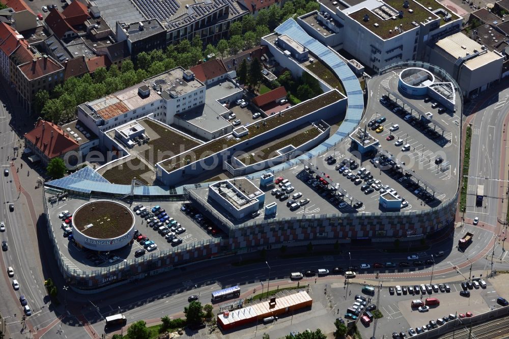 Aerial image Erlangen - Building of the shopping center ERLANGEN ARCADEN in Erlangen in the state Bavaria, Germany