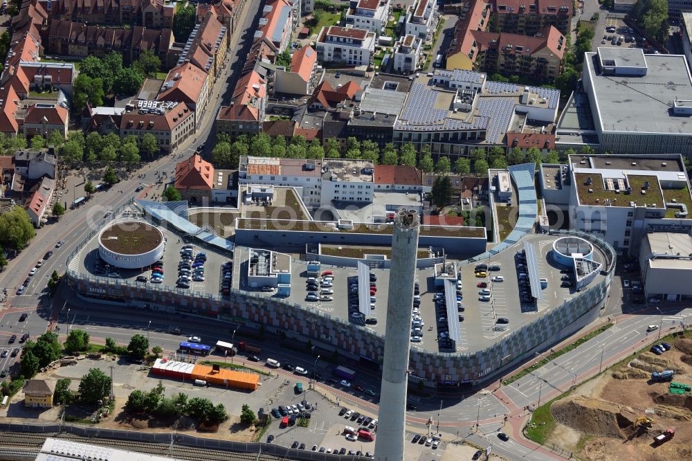 Erlangen from above - Building of the shopping center ERLANGEN ARCADEN in Erlangen in the state Bavaria, Germany