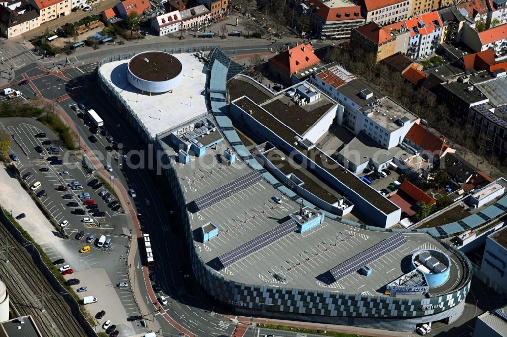 Aerial photograph Erlangen - Building of the shopping center ERLANGEN ARCADEN in Erlangen in the state Bavaria, Germany