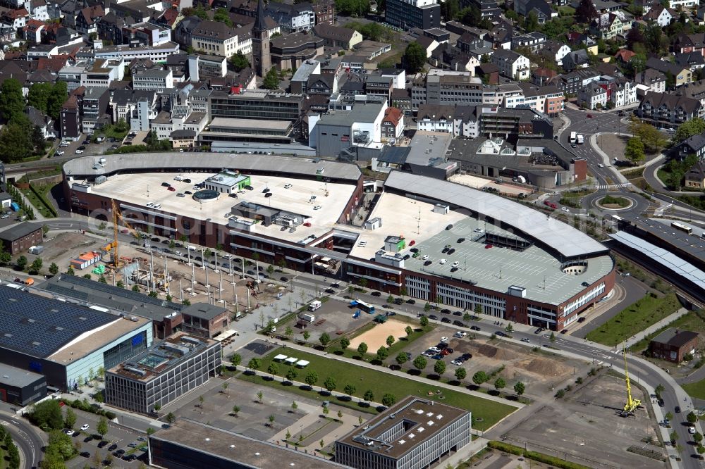 Aerial image Gummersbach - Building of the shopping center Forum Gummersbach in Gummersbach in the state North Rhine-Westphalia, Germany