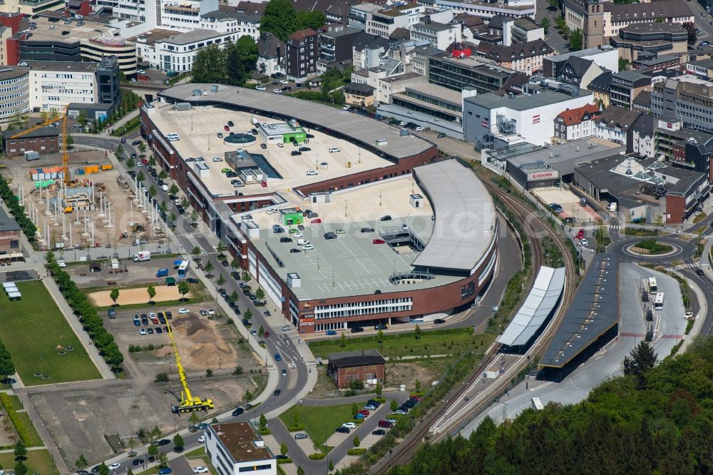 Aerial photograph Gummersbach - Building of the shopping center Forum Gummersbach in Gummersbach in the state North Rhine-Westphalia, Germany