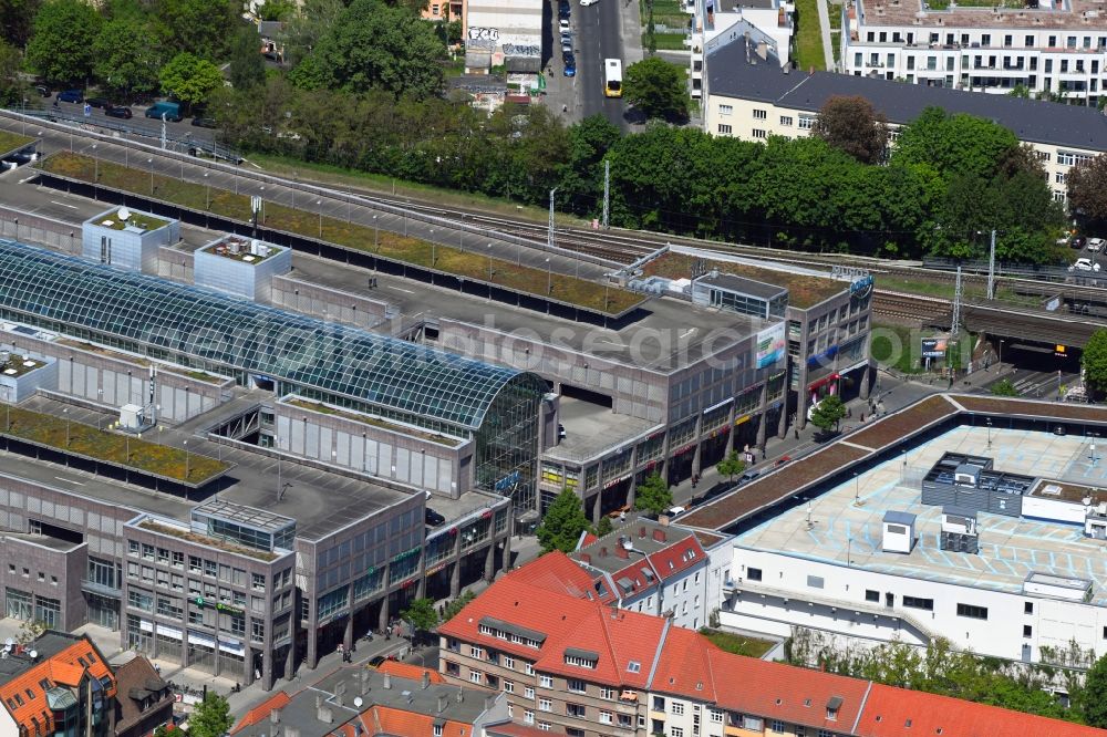 Berlin from above - Building of the shopping mall Forum Koepenick on Bahnhofstrasse in the district of Koepenick in Berlin, Germany