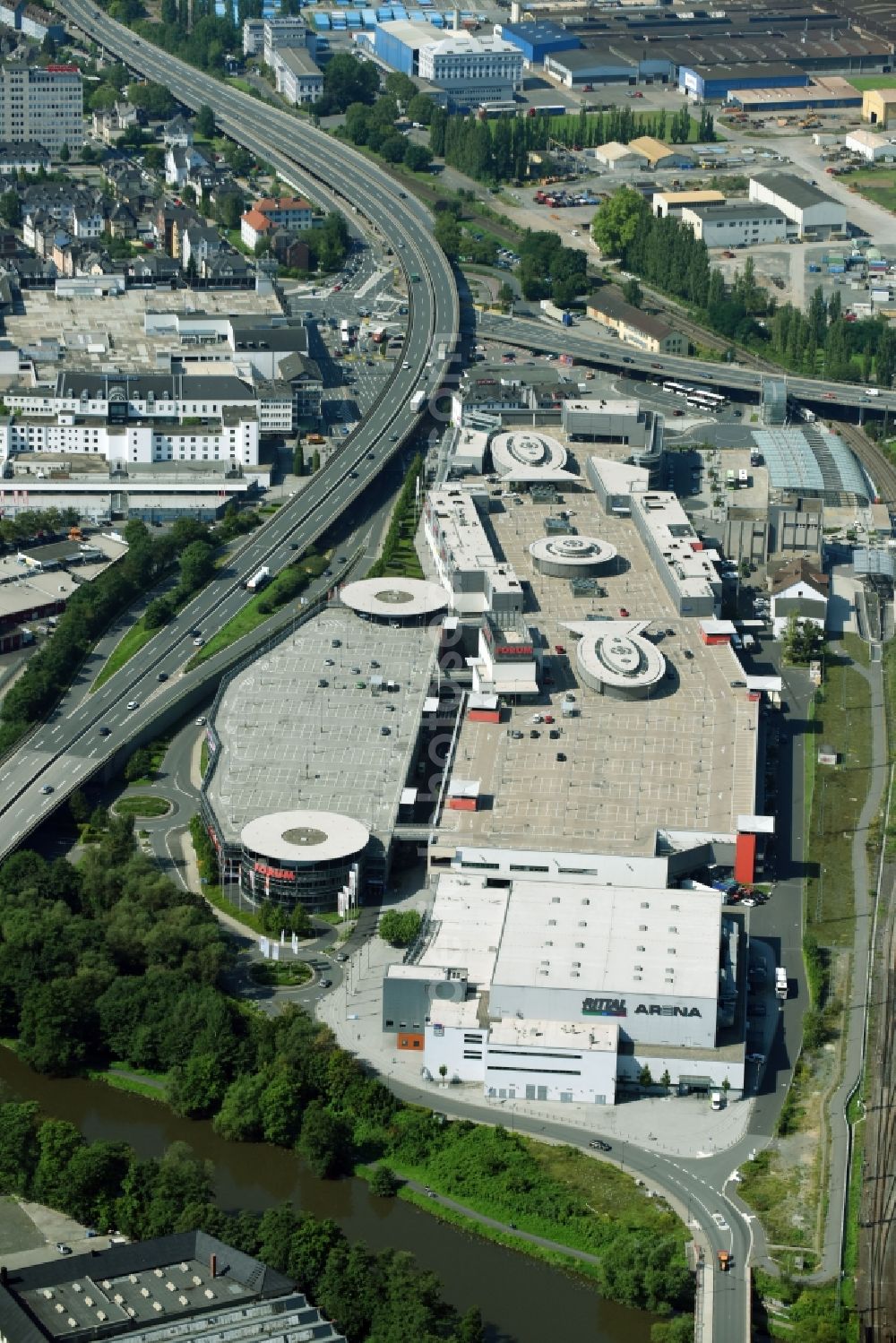 Wetzlar from above - Building of the shopping center Forum Wetzlar in Wetzlar in the state Hesse, Germany