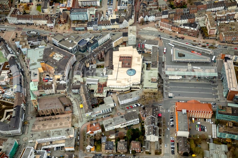 Aerial photograph Bottrop - Building of the shopping center Hansa-Center in Bottrop in the state North Rhine-Westphalia, Germany