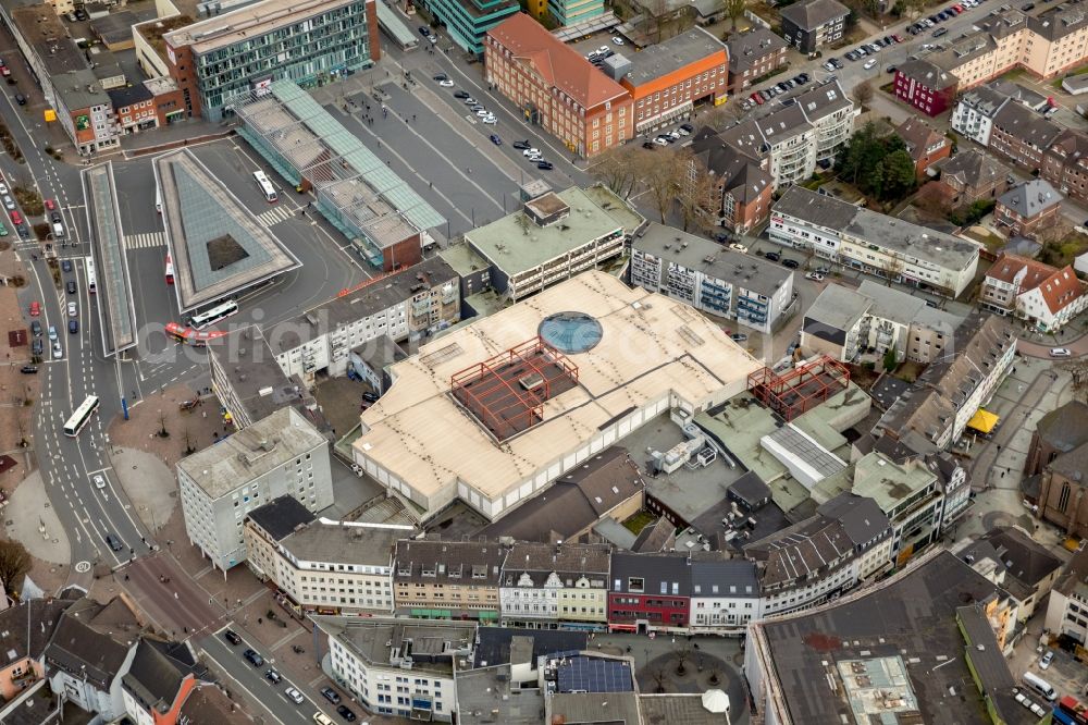 Bottrop from the bird's eye view: Building of the shopping center Hansa-Center in Bottrop in the state North Rhine-Westphalia, Germany