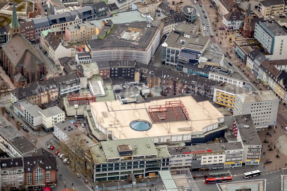 Bottrop from the bird's eye view: Building of the shopping center Hansa-Center in Bottrop in the state North Rhine-Westphalia, Germany