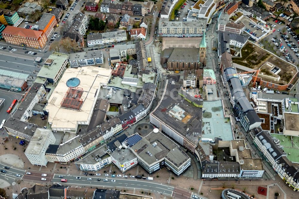 Aerial image Bottrop - Building of the shopping center Hansa-Center in Bottrop in the state North Rhine-Westphalia, Germany