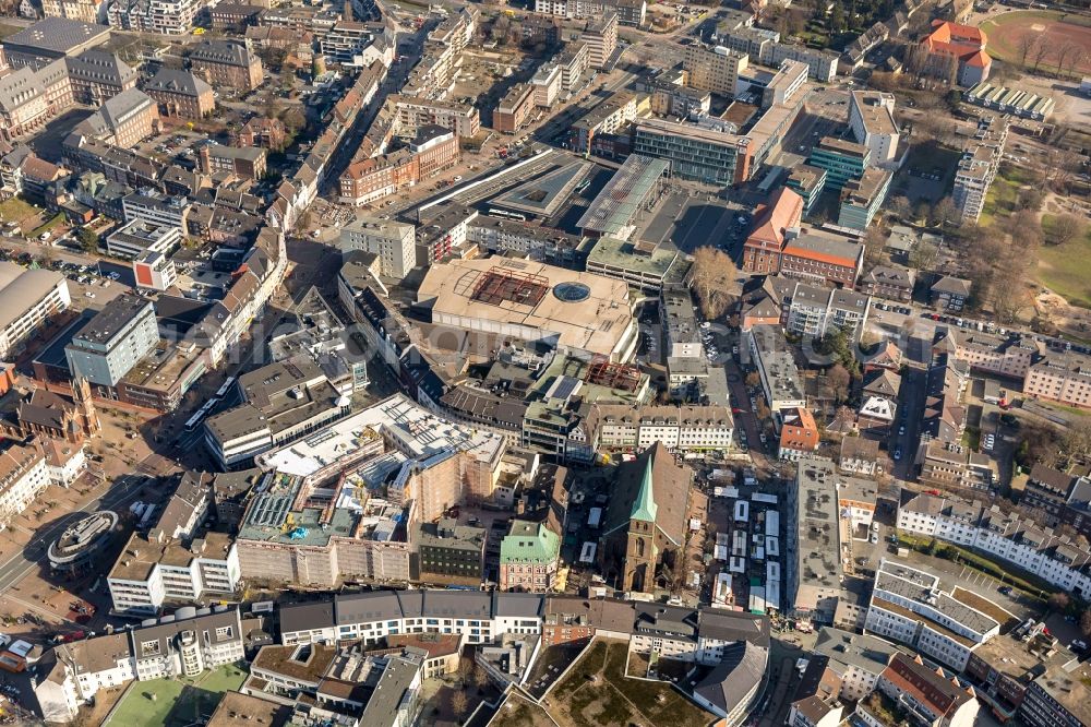 Aerial image Bottrop - Building of the shopping center Hansa-Center in Bottrop in the state North Rhine-Westphalia, Germany