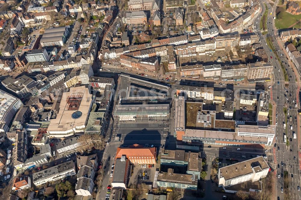 Aerial photograph Bottrop - Building of the shopping center Hansa-Center in Bottrop in the state North Rhine-Westphalia, Germany