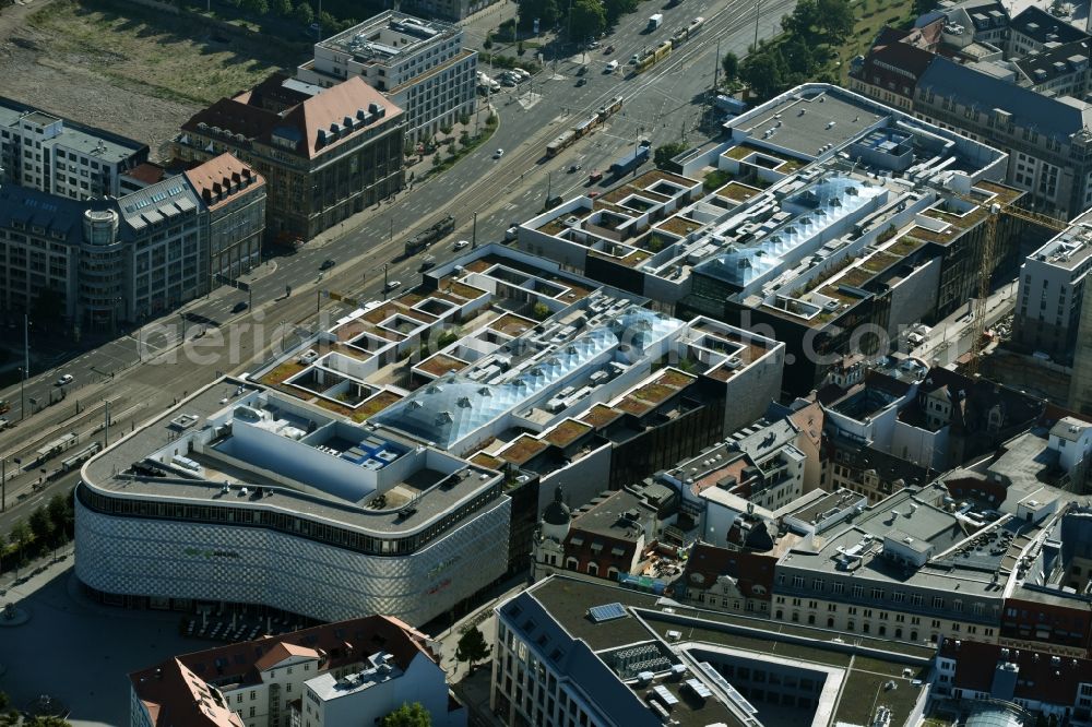 Aerial image Leipzig - Building of the shopping center Hoefe on Bruehl in the district Mitte in Leipzig in the state Saxony, Germany