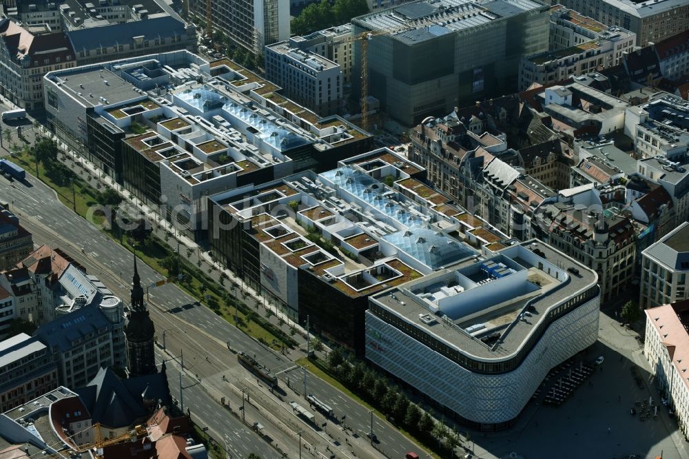 Aerial photograph Leipzig - Building of the shopping center Hoefe on Bruehl in the district Mitte in Leipzig in the state Saxony, Germany