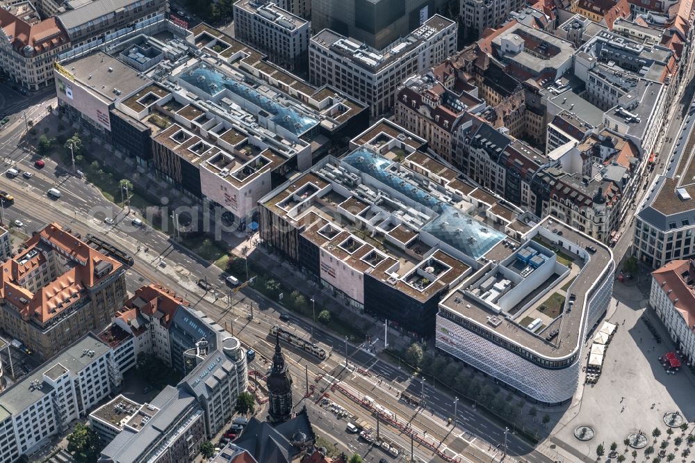 Leipzig from the bird's eye view: Building of the shopping center Hoefe on Bruehl in the district Mitte in Leipzig in the state Saxony, Germany