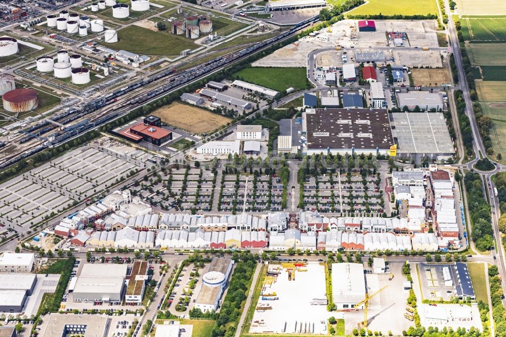 Aerial image Ingolstadt - Building of the shopping center Ingolstadt Village in Ingolstadt in the state Bavaria, Germany