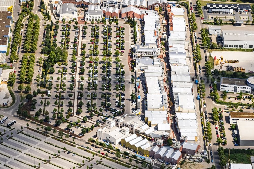 Aerial image Ingolstadt - Building of the shopping center Ingolstadt Village in Ingolstadt in the state Bavaria, Germany