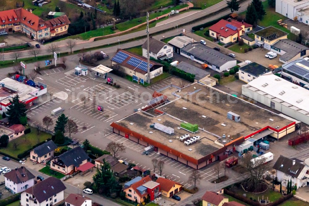 Aerial image Ettenheim - Building of the shopping center Kaufland in Ettenheim in the state Baden-Wurttemberg, Germany