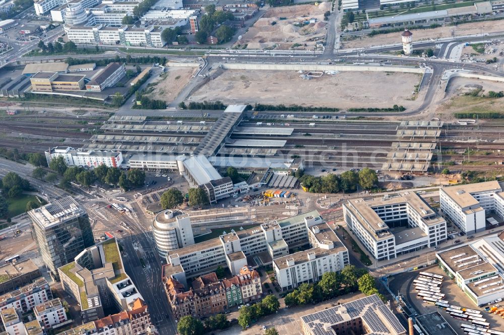 Heidelberg from above - Building of the shopping center Kurfuersten-Passage near the main train station in the district Bergheim-Ost in Heidelberg in the state Baden-Wurttemberg, Germany