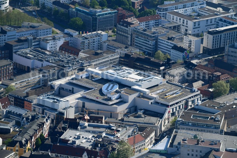 Aerial photograph Bielefeld - Building of the shopping center Loom in Bielefeld in the state North Rhine-Westphalia, Germany