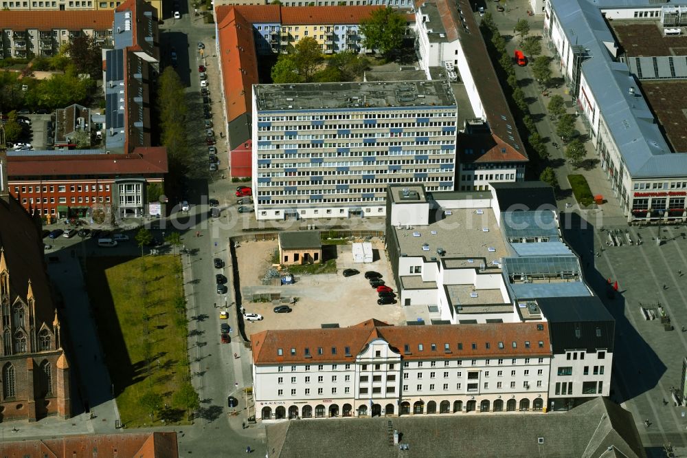 Neubrandenburg from above - Building of the shopping center Marien-Carree on Treptower Strasse - Stargarder Strasse in Neubrandenburg in the state Mecklenburg - Western Pomerania, Germany