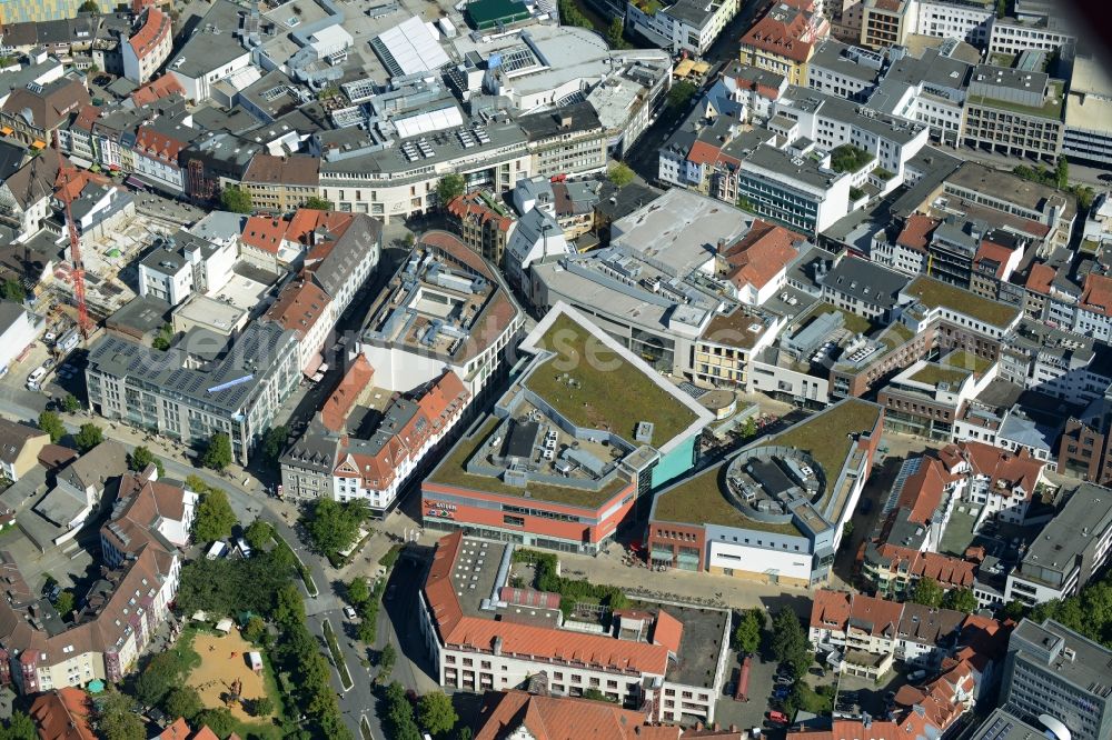 Aerial photograph Osnabrück - Building of the shopping center L&T Markthalle along the Grossen Strasse in the district Innenstadt in Osnabrueck in the state Lower Saxony, Germany