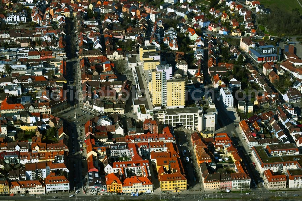 Aerial image Ludwigsburg - Building of the shopping center Marstall between Bauhofstrasse and Kronenstrasse in Ludwigsburg in the state Baden-Wurttemberg, Germany