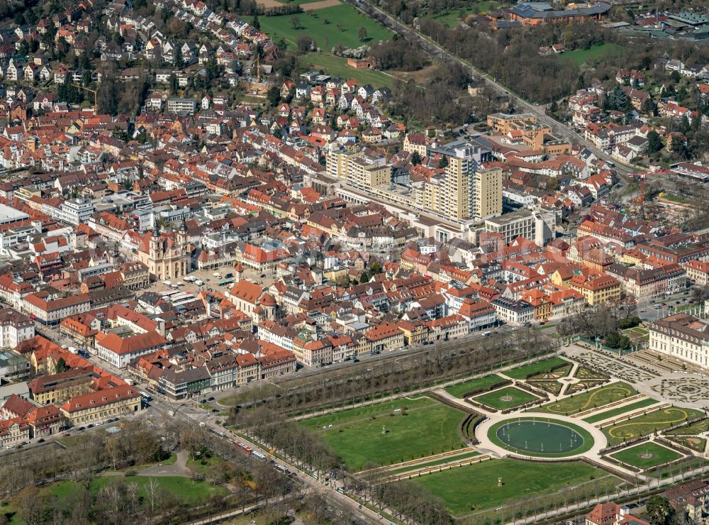 Aerial photograph Ludwigsburg - Building of the shopping center Marstall between Bauhofstrasse and Kronenstrasse in Ludwigsburg in the state Baden-Wurttemberg, Germany