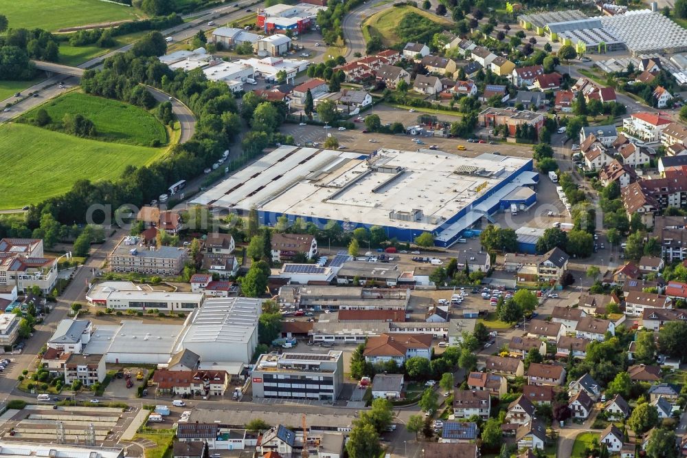 Aerial image Gundelfingen - Building of the shopping center of Metro in Gundelfingen in the state Baden-Wurttemberg, Germany