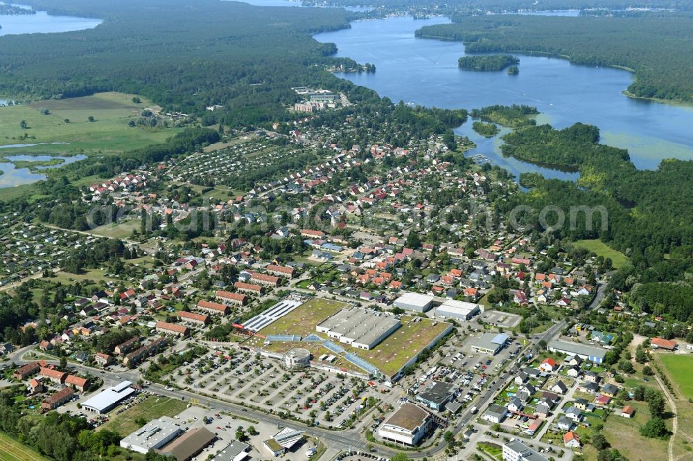 Gosen-Neu Zittau from above - Building of the shopping center Mueggelpark Gosen in Gosen-Neu Zittau in the state Brandenburg, Germany