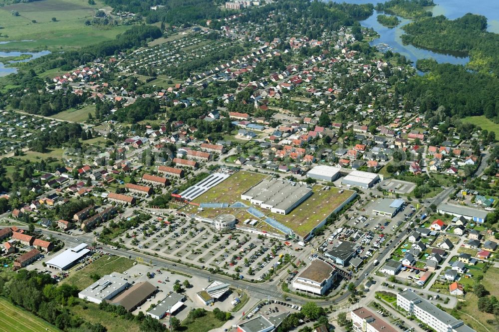 Aerial image Gosen-Neu Zittau - Building of the shopping center Mueggelpark Gosen in Gosen-Neu Zittau in the state Brandenburg, Germany