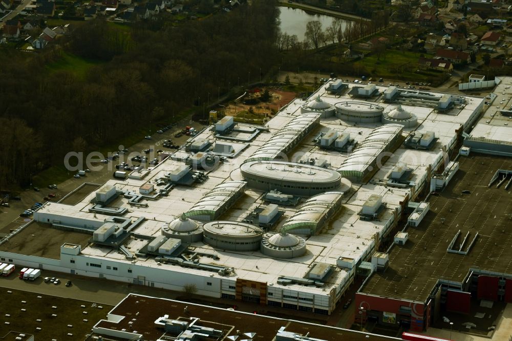 Leuna from above - Building of the shopping center Nova in Leuna in the state Saxony-Anhalt, Germany