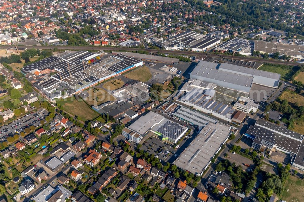 Aerial photograph Ahlen - Building of the shopping center on Ostbredenstrasse in Ahlen in the state North Rhine-Westphalia, Germany