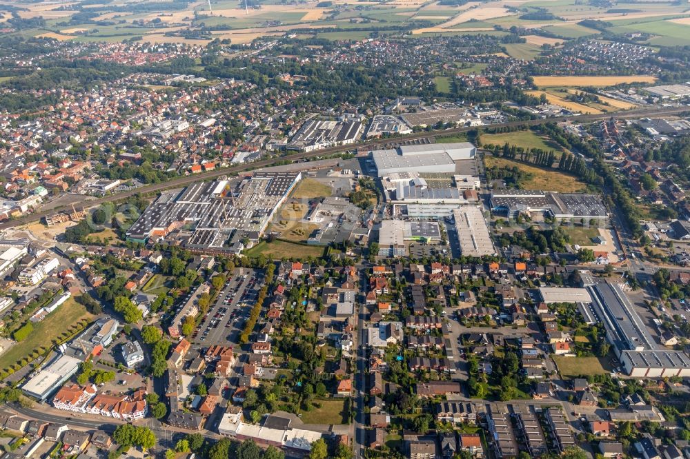 Aerial image Ahlen - Building of the shopping center on Ostbredenstrasse in Ahlen in the state North Rhine-Westphalia, Germany