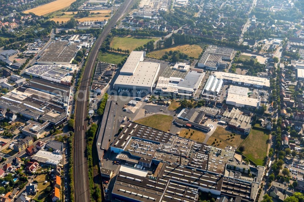 Ahlen from the bird's eye view: Building of the shopping center on Ostbredenstrasse in Ahlen in the state North Rhine-Westphalia, Germany