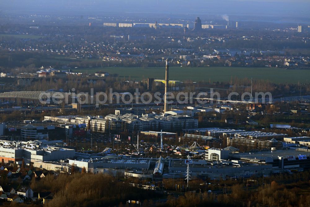 Leipzig from the bird's eye view: Building of the shopping center Paunsdorf Center in the district Paunsdorf in Leipzig in the state Saxony, Germany