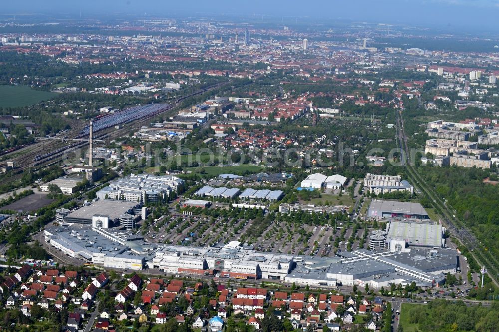 Leipzig from above - Building of the shopping center Paunsdorf Center in the district Paunsdorf in Leipzig in the state Saxony, Germany