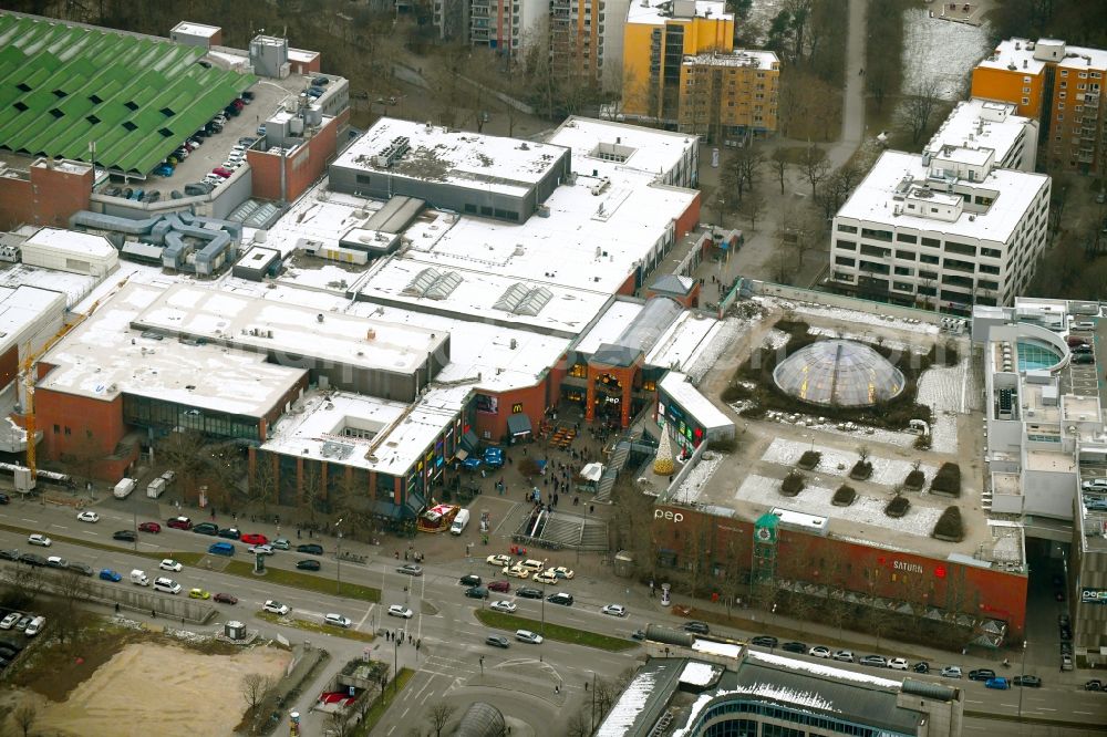 Aerial photograph München - Building of the shopping center PEP Neuperlach on Ollenhauerstrasse in the district Ramersdorf-Perlach in Munich in the state Bavaria, Germany