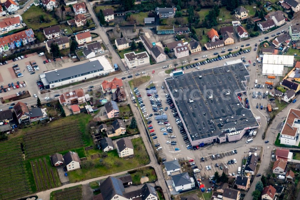 Lahr/Schwarzwald from above - Building of the shopping center Real in Lahr/Schwarzwald in the state Baden-Wurttemberg, Germany